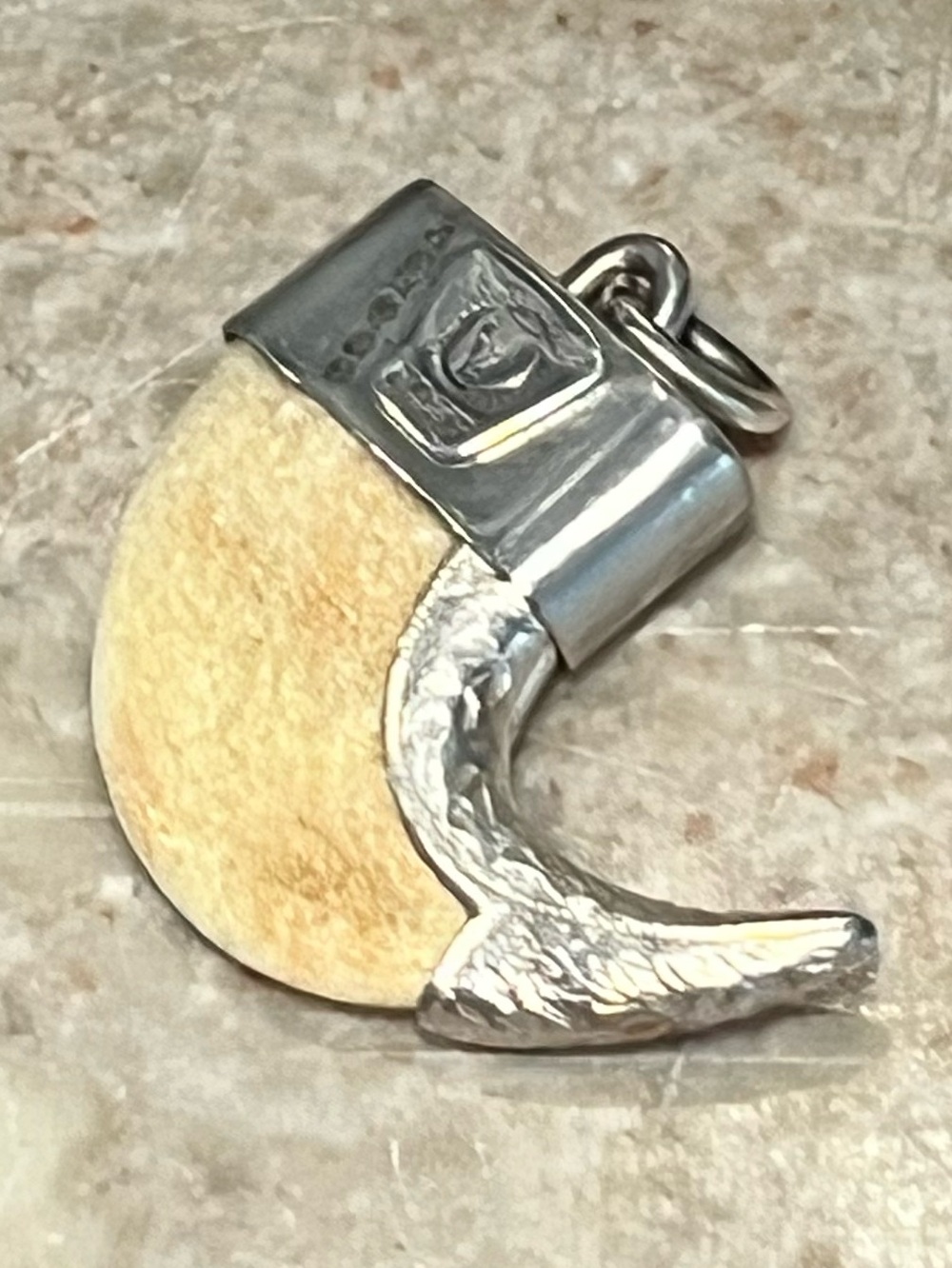 Gypsy Silver - Small Tusk Charm Reclaimed Silver and Cream - OS - OOAK - Picture 7 of 8